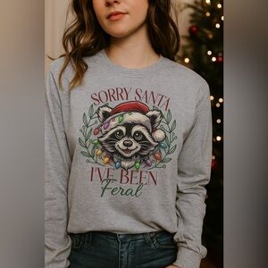 Gray Christmas Raccoon Sweatshirt